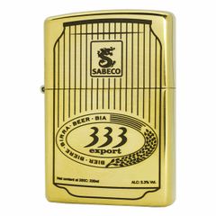 HỘP QUẸT ZIPPO ĐỒNG KHỐI CHỦ ĐỀ LON BIA 333 SABECO