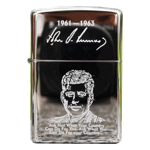Hộp quẹt Zippo USA khắc Tổng thống MỸ John Kennedy