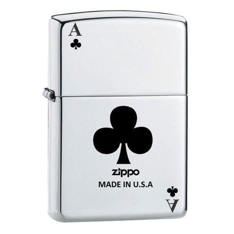 Zippo trắng bóng chủ đề lá bài át tép