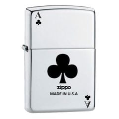 Zippo trắng bóng chủ đề lá bài át tép