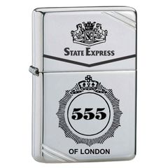 Hộp quẹt Zippo Vintage tái bản 1937 hình bao thuốc 555 trắng bóng góc