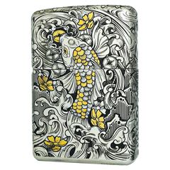 Zippo xuất Nhật Bản cao cấp bọc thép trắng chủ đề cá chép daruma