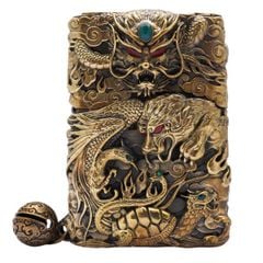 Zippo xuất Nhật chủ đề long ly quy phượng