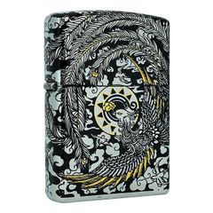 Bật lửa zippo xuất Nhật bọc thép trắng chủ đề chim phượng hoàng