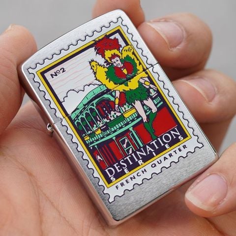 Zippo la mã xvi mộc đáy kép năm 2000 chủ đề French Quarter