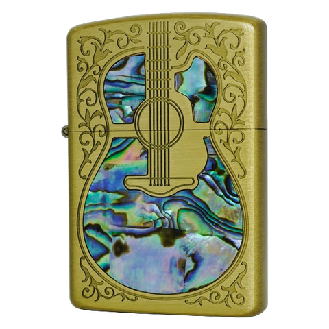 Bật lửa Zorro đồng khối khảm xà cừ hình cây đàn ghita