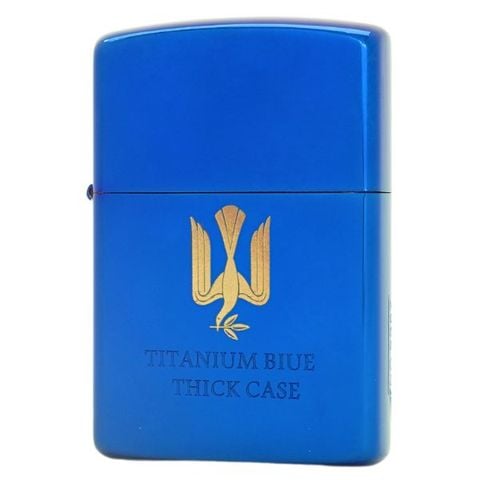 Bật lửa Zorro Supper Brass mạ titanium Peace màu xanh chủ đề hoà bình