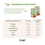  Sốt mỳ Ý cà chua & nấm | Mushroom pasta sauce Prego 300 g - Sốt Pasta đóng hộp tiện lợi thương hiệu Mỹ | SX Malaysia 