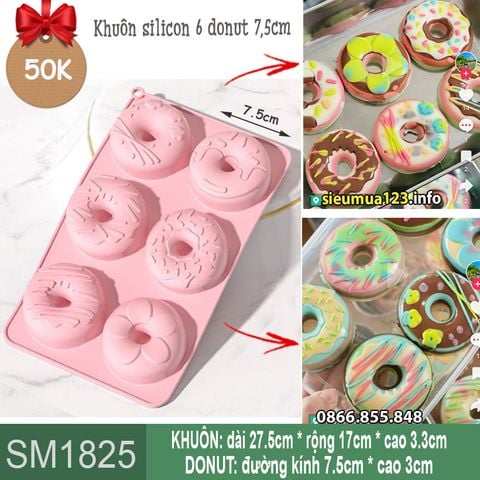 Khuôn silicon 6 donut hoa 7,5cm ( SM1825 ) mẫu 2024