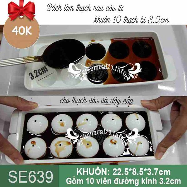 Khuôn nhựa làm thạch 10 viên bi mochi 3,2cm HPL76 ( SE639 )