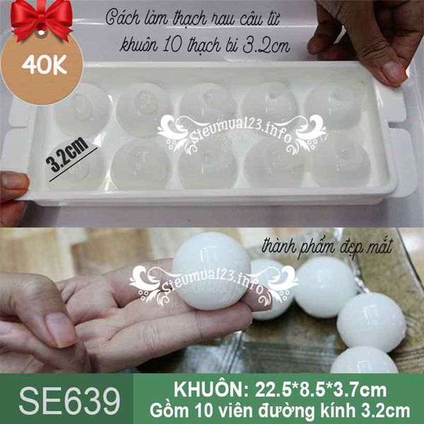 Khuôn nhựa làm thạch 10 viên bi mochi 3,2cm HPL76 ( SE639 )