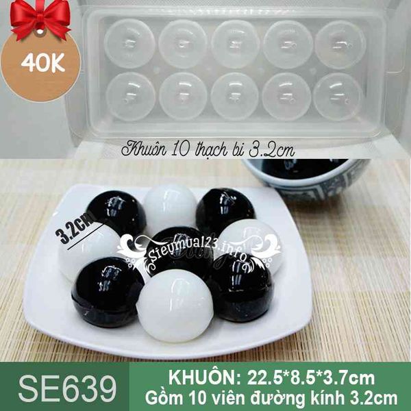 Khuôn nhựa làm thạch 10 viên bi mochi 3,2cm HPL76 ( SE639 )