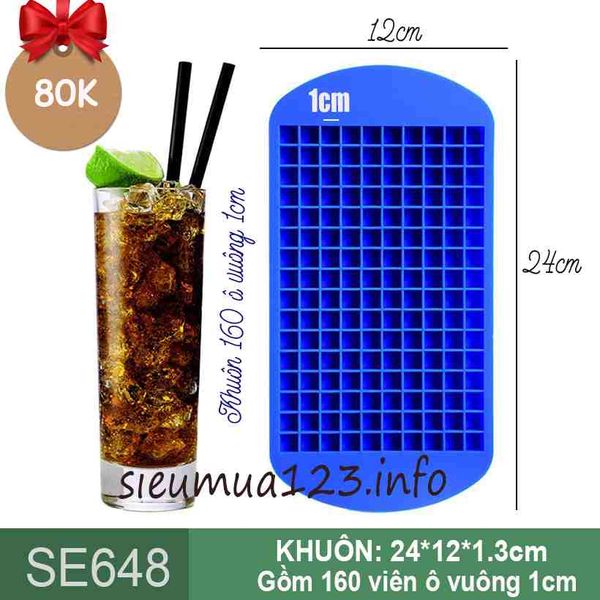 Khuôn thạch silicon 160 viên ô vuông 1cm ( SE648 )