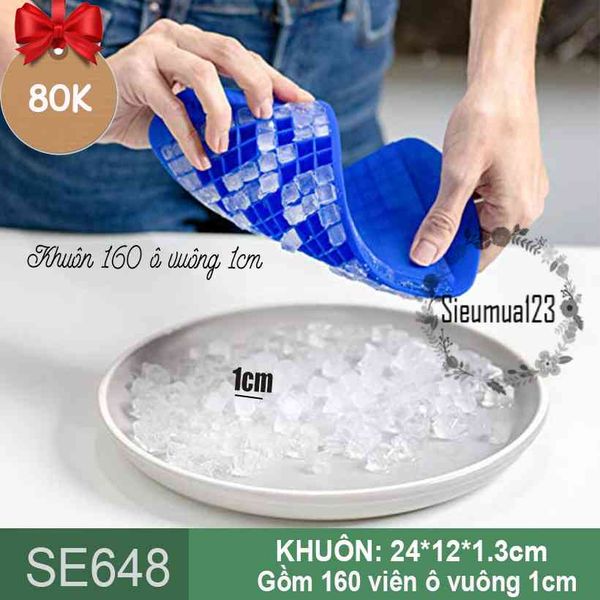 Khuôn thạch silicon 160 viên ô vuông 1cm ( SE648 )