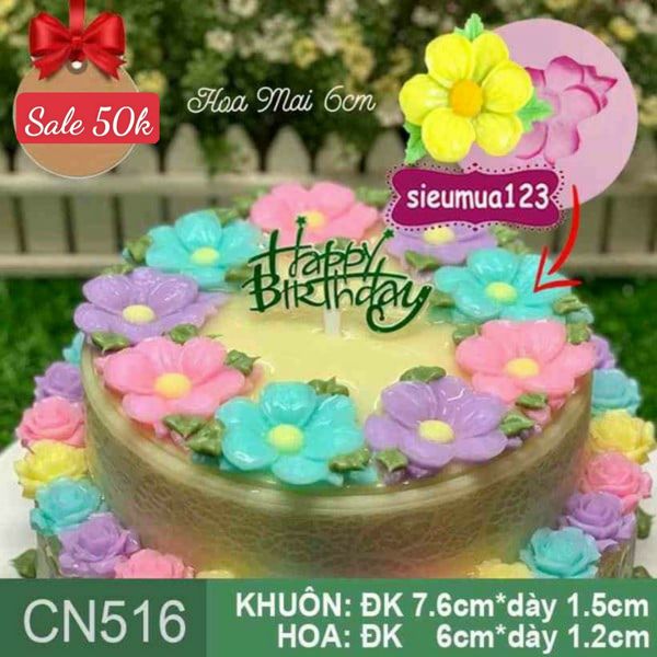 Khuôn silicon hoa mai kèm lá 6cm ( CN516 )