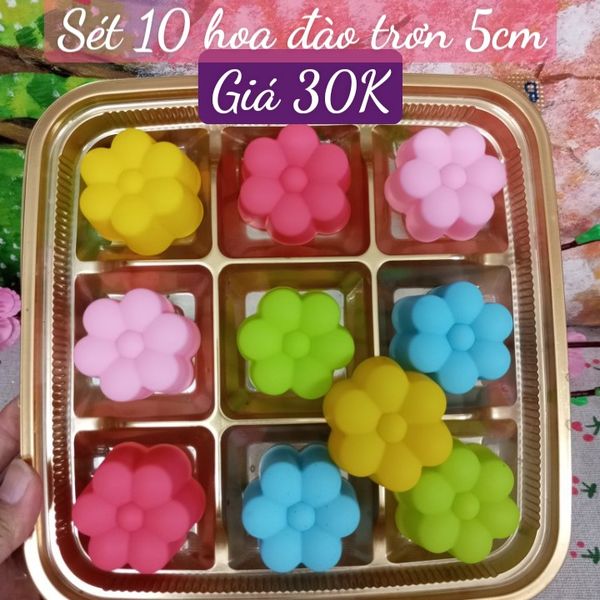 Sét 10 khuôn silicon hoa đào trơn 5cm ( SM1892 )