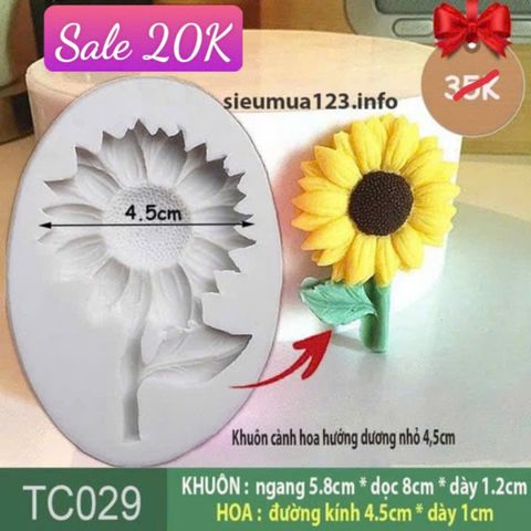 Khuôn silicon làm rau câu cành hoa hướng dương nhỏ 4,5cm ( TC029 )