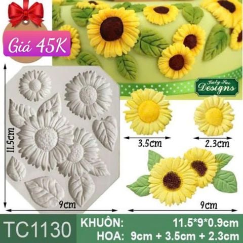 Khuôn rau câu silicon hoa hướng dương kèm lá mỏng ( TC1130 )