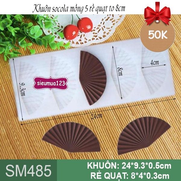 Khuôn silicon socola mỏng 5 rẽ quạt to ( SM485 )