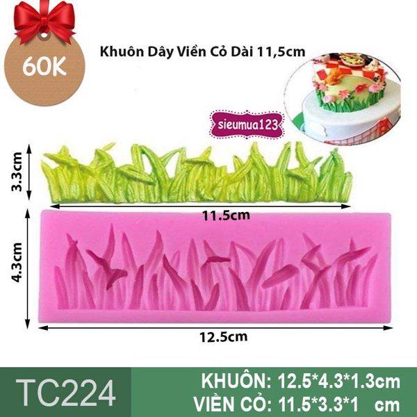 Khuôn silicon dây viền cỏ dài 11,5cm ( TC224 )