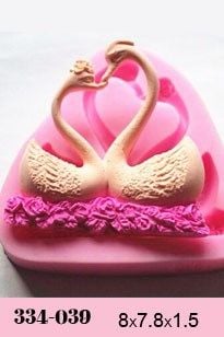 Khuôn silicon 2 con thiên nga tình yêu 7,5cm làm rau câu ( TC163 ) khuôn hồng