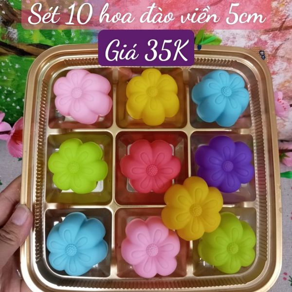 Sét 10 khuôn silicon hoa đào viền 5cm ( SM1893 )