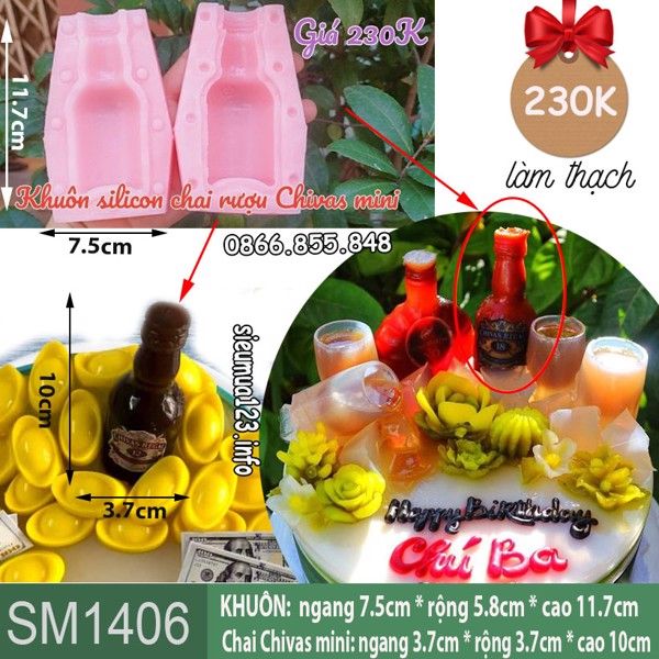 Khuôn silicon làm rau câu chai rượu Chivas mini 10cm ( SM1406 )