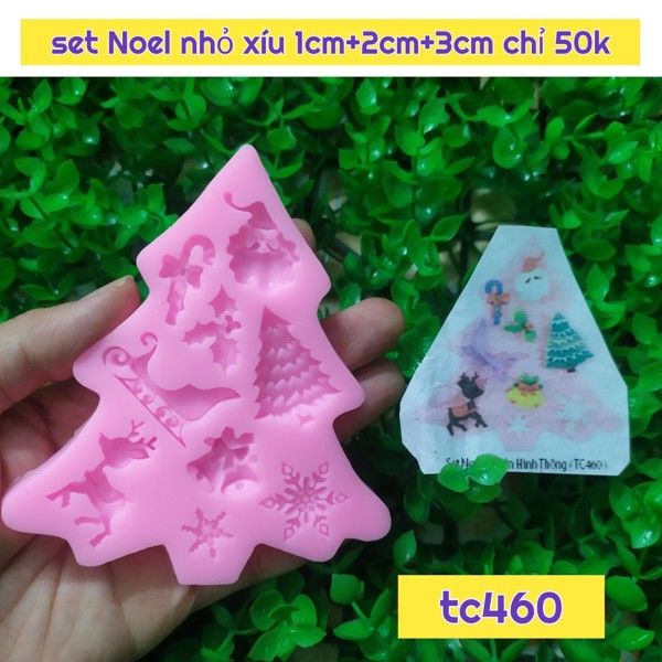 Khuôn silicon fondant 9 món Noel nhỏ từ 1,2cm - 3cm ( TC460 )