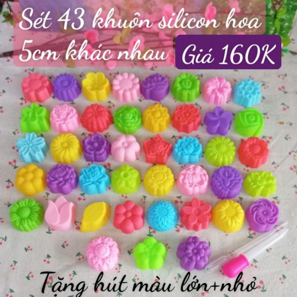 Sét 43 khuôn silicon hoa 5cm khác nhau ( SM1882 ) mẫu 2024