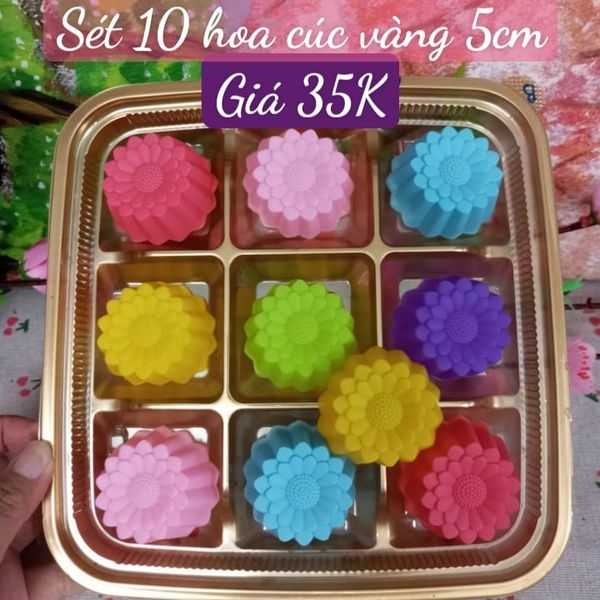 Sét 10 khuôn silicon hoa cúc vàng 5cm ( SM1894 )