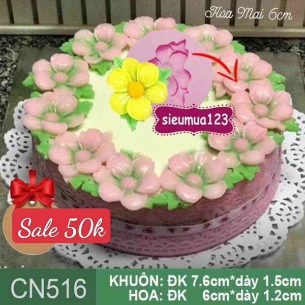 Khuôn silicon hoa mai kèm lá 6cm ( CN516 )