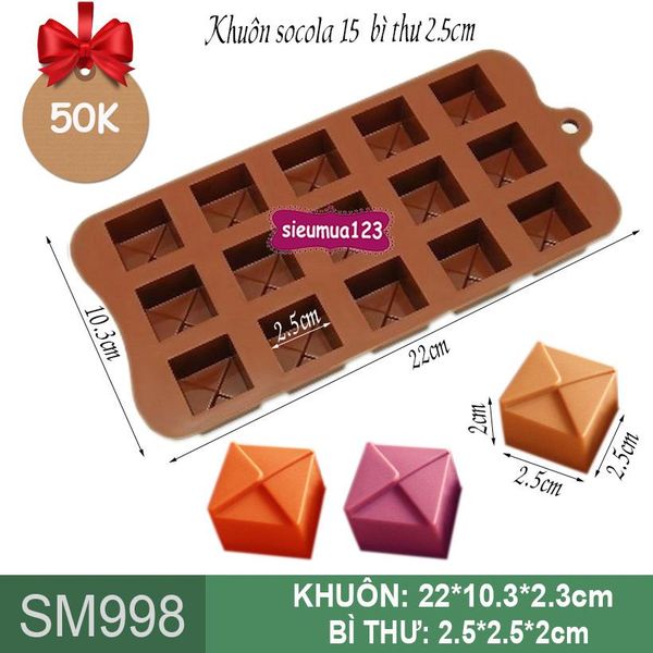 Khuôn socola 15 bì thư 2,5cm ( SM998 )