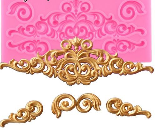 Silicon Fondant viền hoa văn cong Gothic 5 kiểu 12cm ( TC255 )