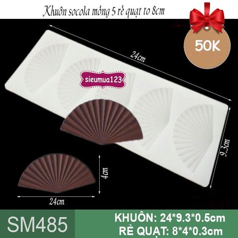 Khuôn silicon socola mỏng 5 rẽ quạt to ( SM485 )