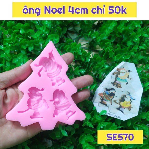 Khuôn silicon 3 ông già Noel Santa nhỏ 4cm ( SE570 )