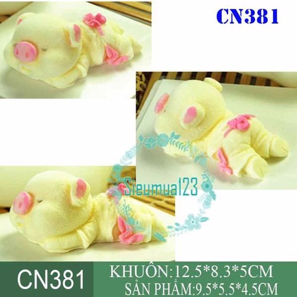 Khuôn silicon làm rau câu con heo nằm ngủ tắm tiên 9,5cm ( CN381 ) 345gr