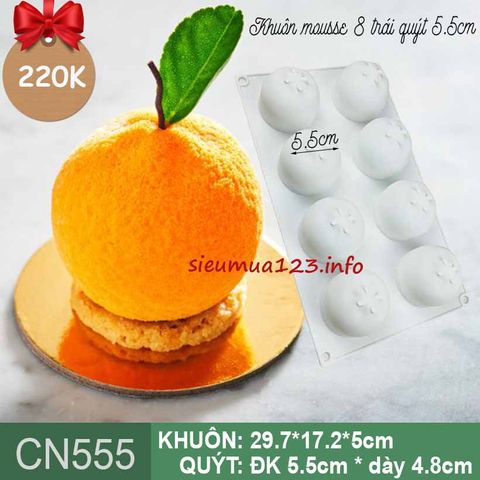 Khuôn bánh mousse silicon : Khuôn 8 trái quýt trung 5,5cm ( CN555 ) còn 1 cái