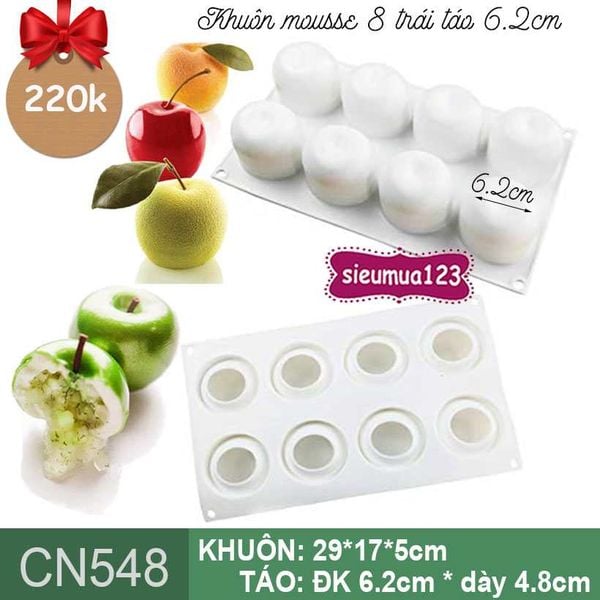 Khuôn mousse 8 trái táo 6,2cm ( CN548 )
