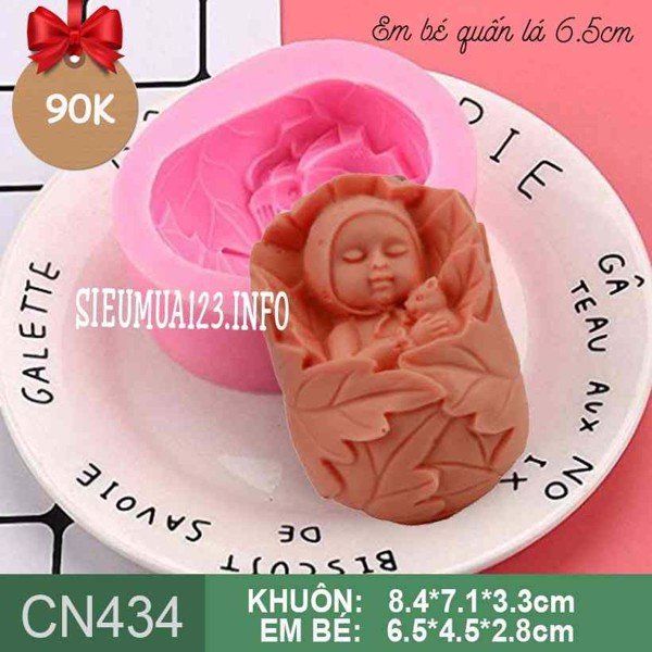 Khuôn silicon em bé baby quấn lá 6,5cm ( CN434 )