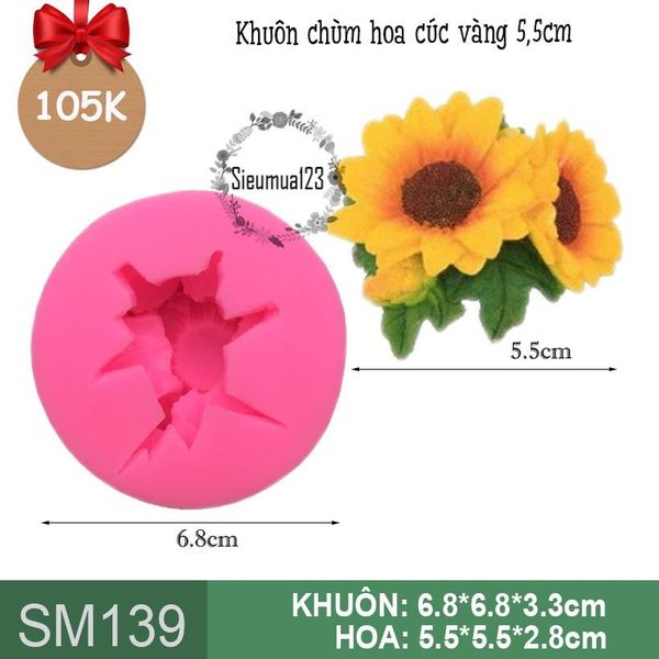 Khuôn silicon chùm hoa cúc vàng 5,5cm ( SM139 )