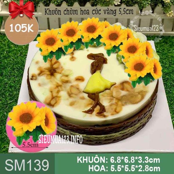 Khuôn silicon chùm hoa cúc vàng 5,5cm ( SM139 )