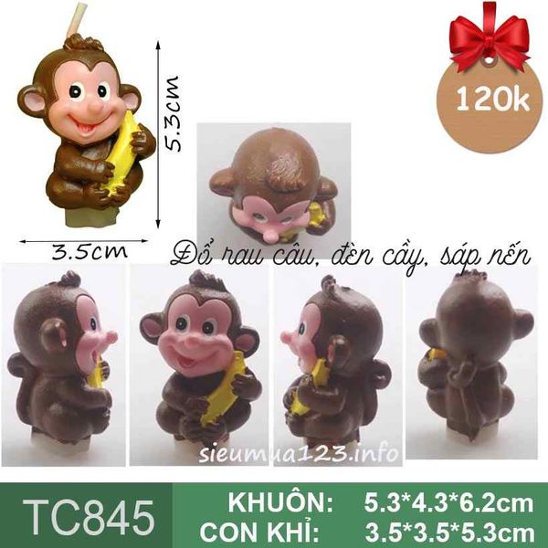 Khuôn silicon con khỉ nhỏ cầm chuối 5,3cm ( TC845 )