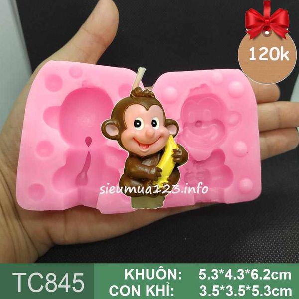 Khuôn silicon con khỉ nhỏ cầm chuối 5,3cm ( TC845 )