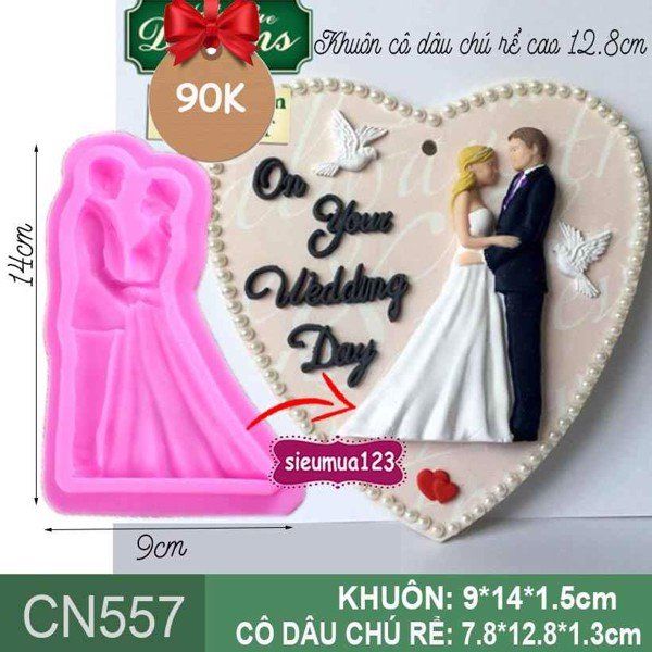 Khuôn silicon cô dâu chú rể 12,8cm ( CN557 ) nét dày