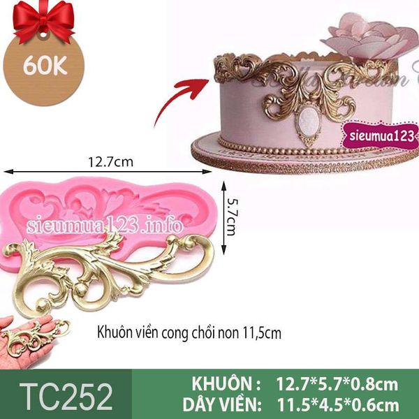 Khuôn silicon dây viền cong chồi non kèm lá 11,5cm ( TC252 )