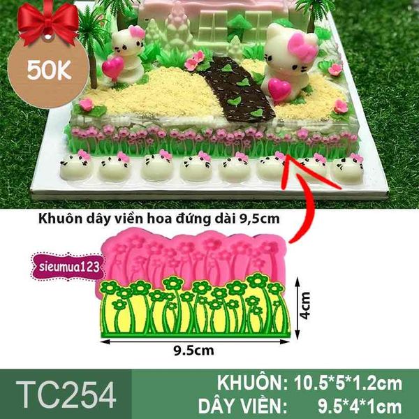 Khuôn silicon dây viền hoa đứng dài 9,5cm ( TC254 )