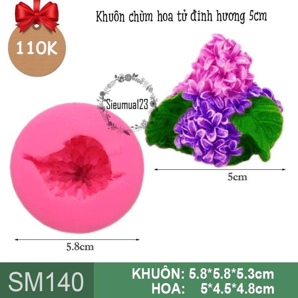Khuôn silicon chùm hoa tử đinh hương 5cm ( SM140 )