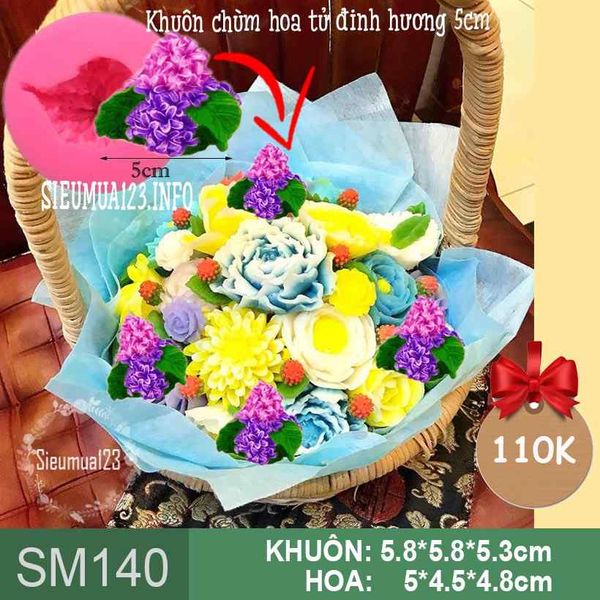 Khuôn silicon chùm hoa tử đinh hương 5cm ( SM140 )