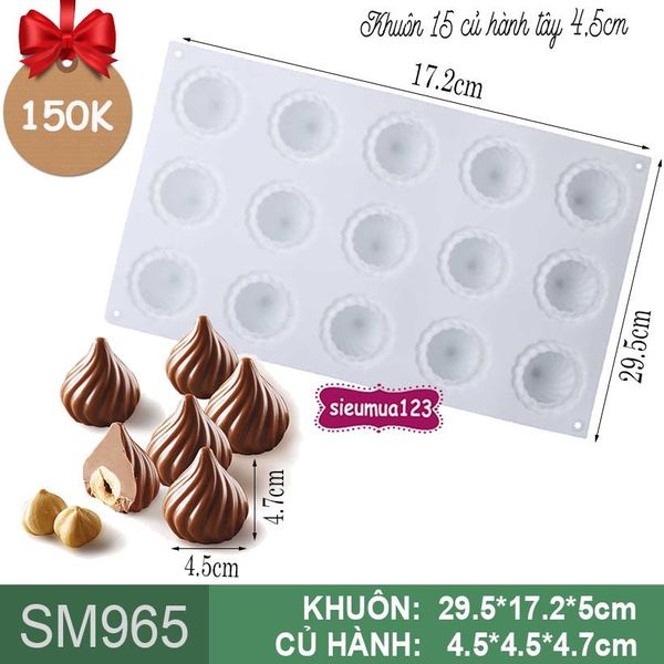 Khuôn mousse silicon 15 củ hành tây 4,5cm ( SM965 ) còn 3 cái