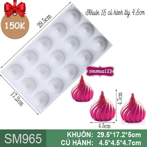 Khuôn mousse silicon 15 củ hành tây 4,5cm ( SM965 ) còn 3 cái